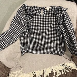 Crewcuts girls size 7 black and white gingham shirt
